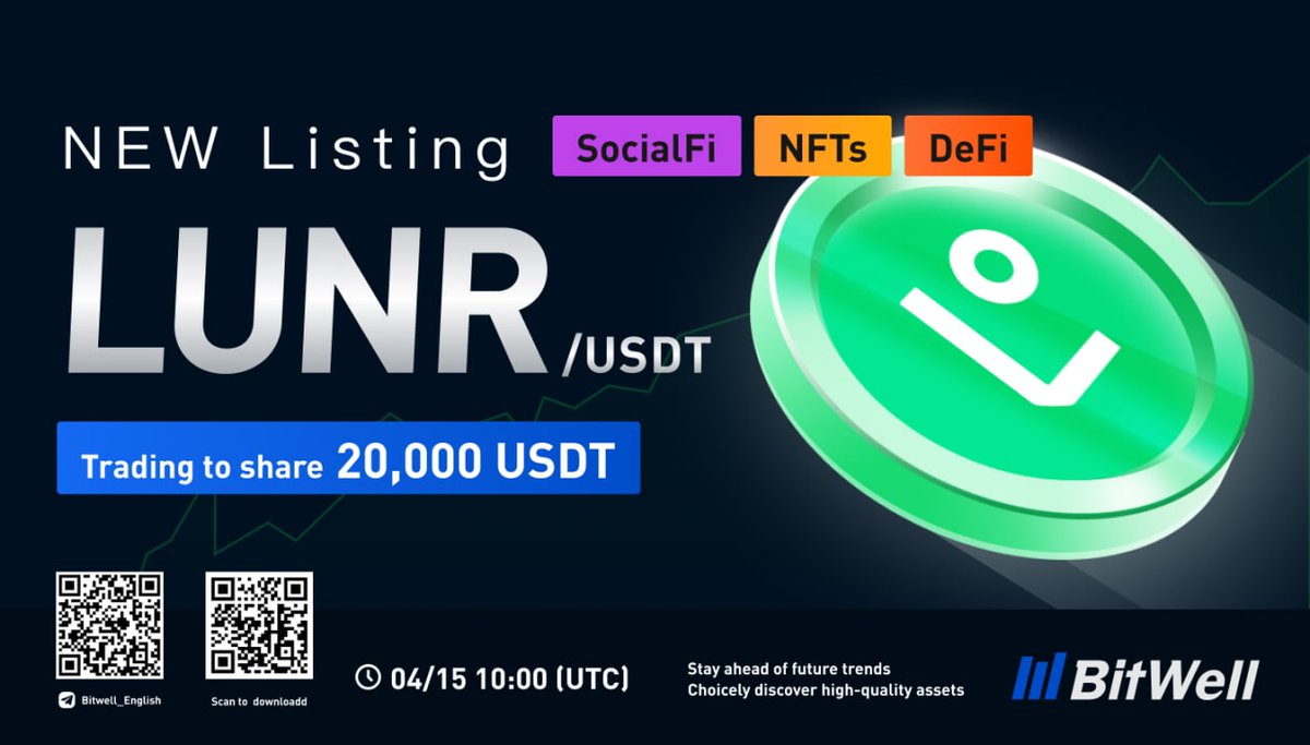 BitwellGlobal's tweet photo. 🚀LUNR/USDT Spot Trading is Now Live!
@BitwellGlobal @LunarCrush
👉Details: https://t.co/qpC4dY871J
🎁Trade to win $20,000!
📆Duration: 2022/04/15 10:00 – 2022/04/21 09:59
#EarnWithBitWell #BTC #ETH #cryptocurrencies #SocialFi #NFTs #DeFi #Altcoins #100xGems #Web3 #LunrFi https://t.co/ZQIgFcRfKS