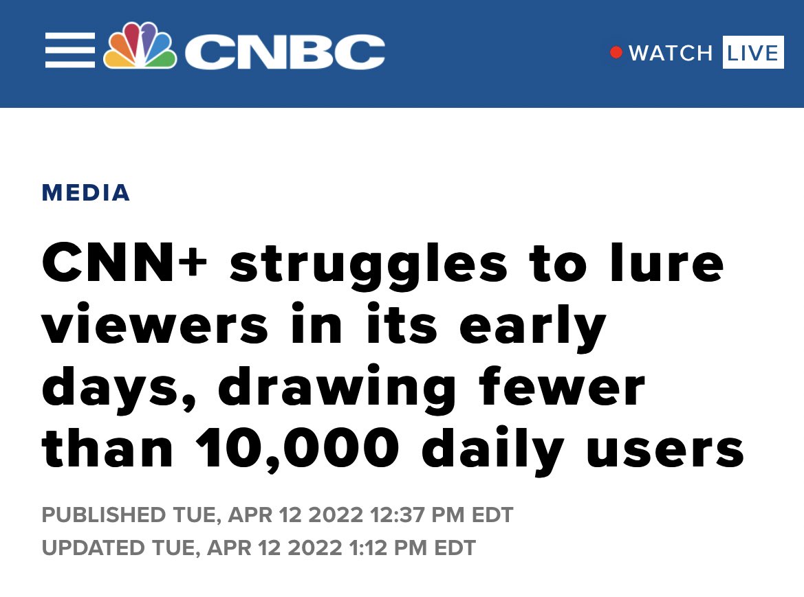Austen's tweet photo. Howling with laughter at the thought of a bunch of McKinsey consultants convincing CNN that 15 million people would pay $6/month to watch more CNN https://t.co/cHCmrxTEQT
