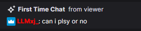 FnordRomph's tweet photo. Somtimes I still wonder if he can plsy... What goes thru these First Time Chatter's minds?! Guess I gotta remember to remove "playing with viewers" from my tags LOL

#FirstTimeChatter #TwitchStreamer #Twitch @Twitch
 #StreamerFauxPas https://t.co/WyrGh6qhin
