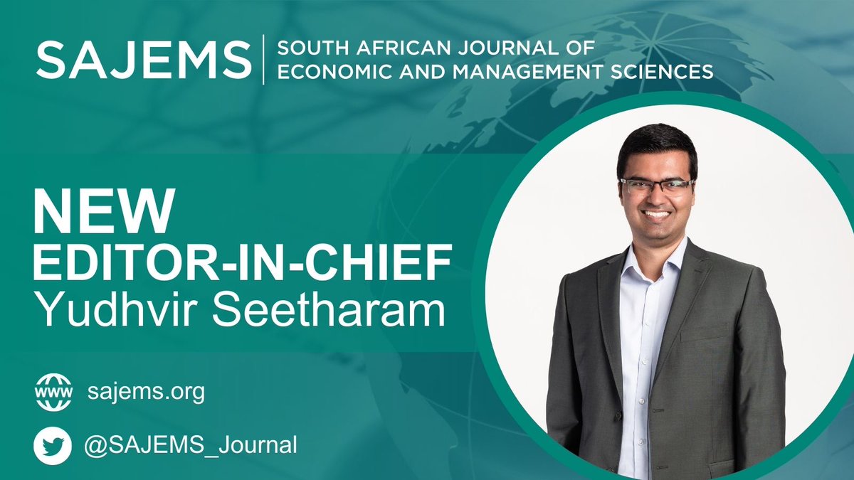 _AOSIS's tweet photo. AOSIS welcomes the new Editor-in-Chief of the South African Journal of #Economic and #Management Sciences (@SAJEMS_Journal): Yudhvir Seetharam
Read the press release: https://t.co/27d53jx4S1
Journal affiliation: @UPTuks
#OAjournal https://t.co/A57OHYA2gm