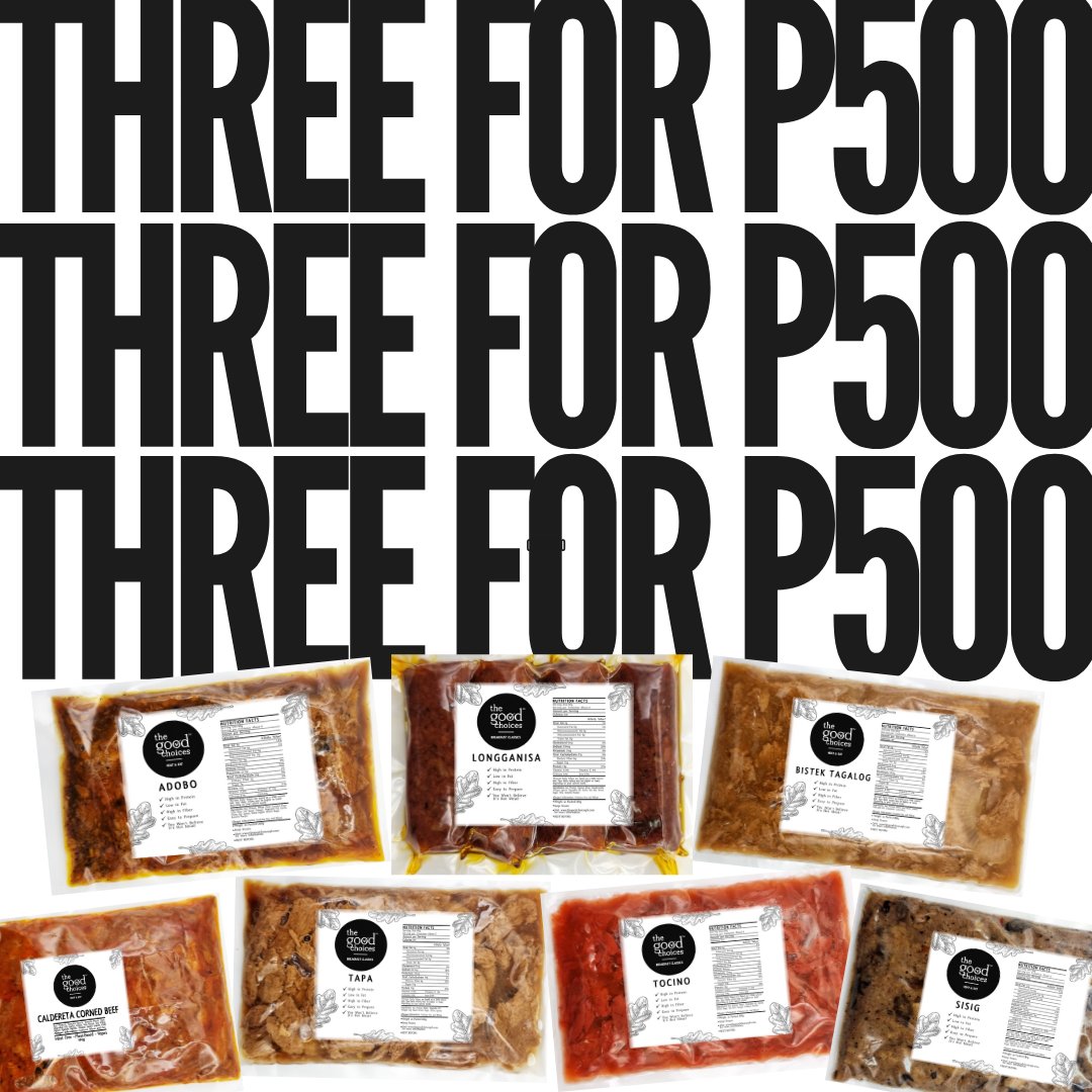 Get any three of our sampler packs for P500 when you place your order today! Send us a message.🙂

#youwontbelieveitsnotmeat #wearefilipinoplantbased #filipinoveganmovement