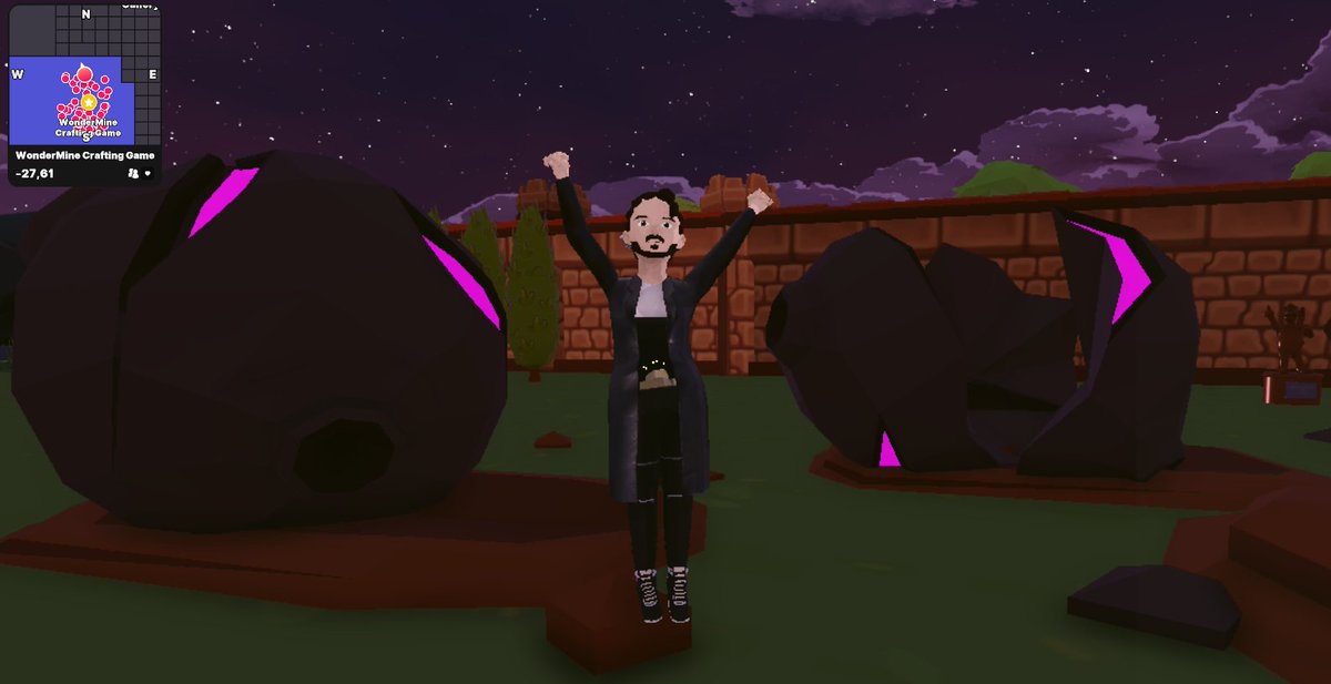 CrunchyQuake's tweet photo. Another night, I'm mining meteors at the #WonderMine @decentraland @WonderZoneGames https://t.co/KpoZemAw9k