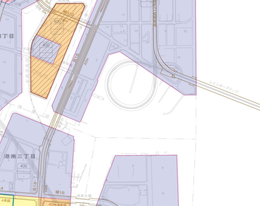 たまたま気づいたんだけど、、
レインボーブリッジのループの部分って市街化調整区域なんだね。
水面だから当然なのかもだけど、、