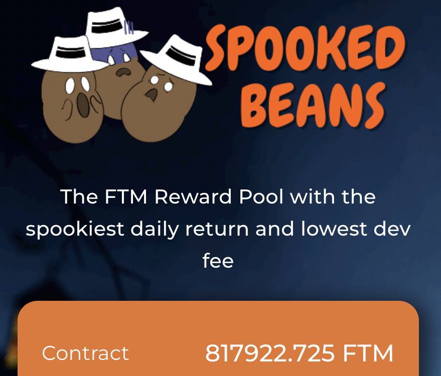 MischiefFinance's tweet photo. Spooked Beans just launched! 8% Daily on Ftm. Almost 1million FTM in the rewards is insane. Go Here! https://t.co/Pee8D7JutO
#defi #ftm #bakedbeans #spookedbeans https://t.co/C7gly7Jos2