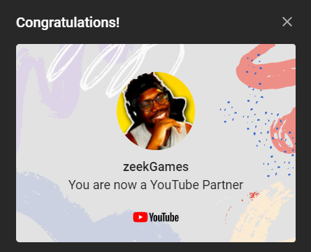 imzeekG's tweet photo. This right here... Hits DIFFERENT. Happy to say that I have achieved monetization Thank you for all of the support! https://t.co/vrzHJADBay