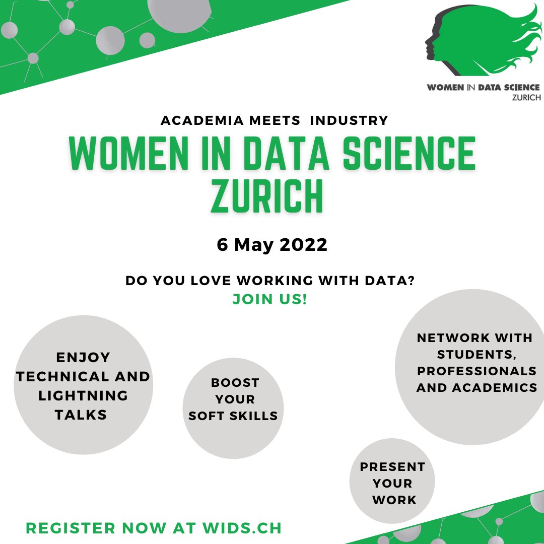 Don't miss the opportunity! Register now at wids.ch

#widsworldwide #wids2022 #widszurich2022 #womenindatascience #zurich #datascience #wetechtogether
