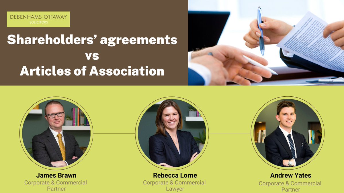 Shareholders’ agreements vs articles of association – what’s the differences and why do they matter? A key benefit of a #shareholdersagreements, rather than in a company’s articles of association, is that it keeps the terms of your agreement private 👉 bit.ly/3tBkGn4