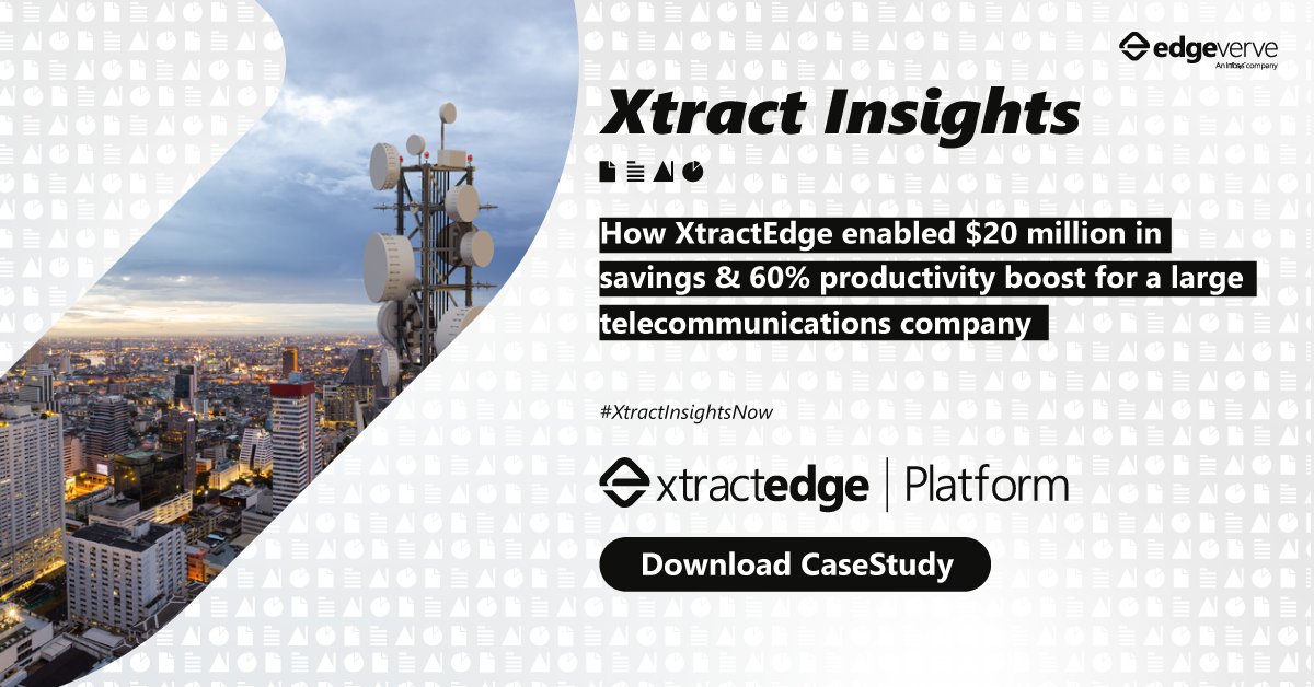 edge_verve's tweet photo. Download the case study to learn how #XtractEdge helped one of the largest #telecom companies in the world in negotiations by providing an accurate view of their contracts and hidden risks, resulting in $20 million savings. https://t.co/y4c26U6IcW
#ContractAnalysis #IDP https://t.co/m2ISCeI1LH