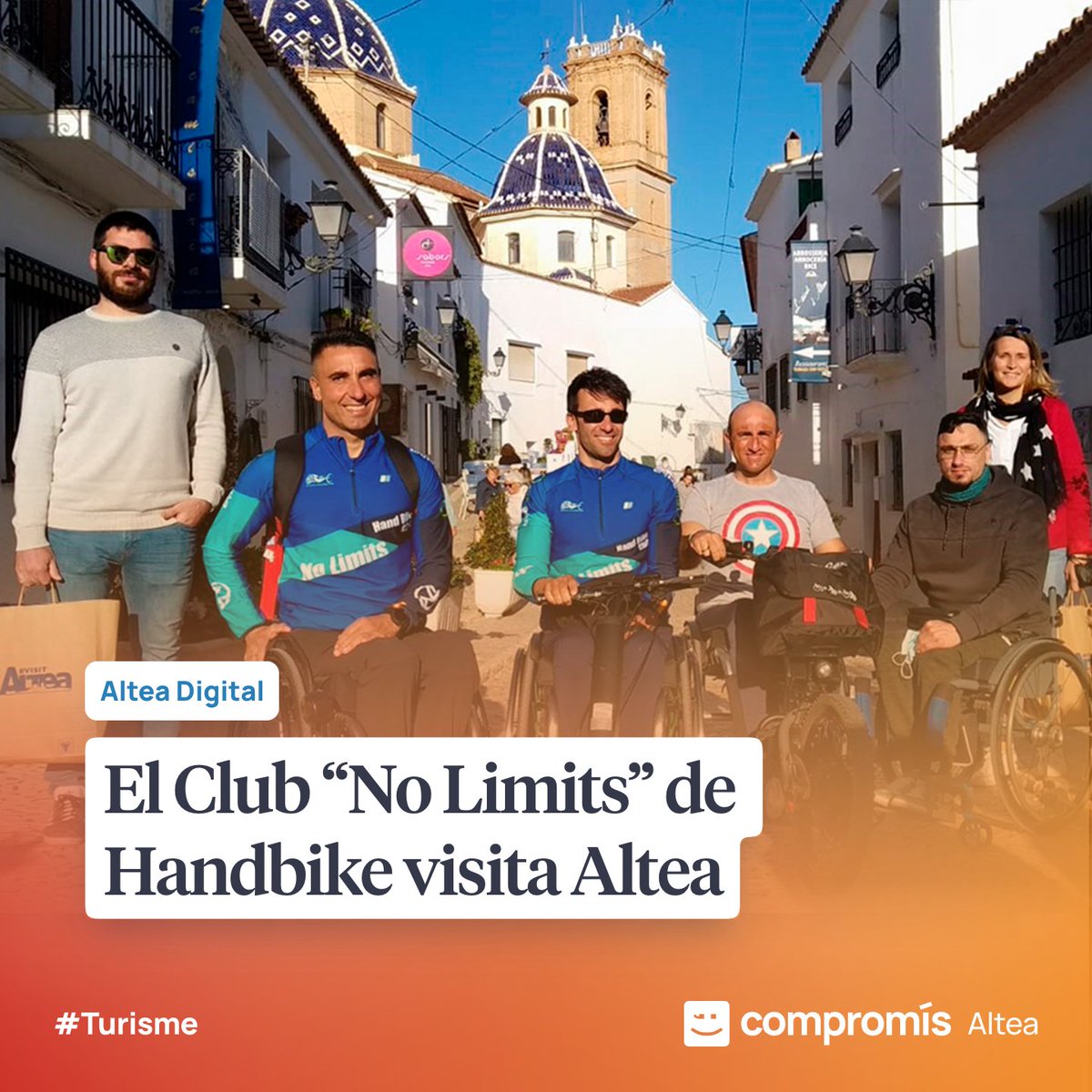 🟠👨🏻‍🦽El Club “No Limits” de Handbike realitza una sèrie de rutes per la Costa Blanca, i ha tingut a bé triar Altea com una de les localitats base de la concentració d’esportistes i familiars 👏🏻

ℹ️ comprom.is/handbike_Altea

#Turisme #Esports #Altea