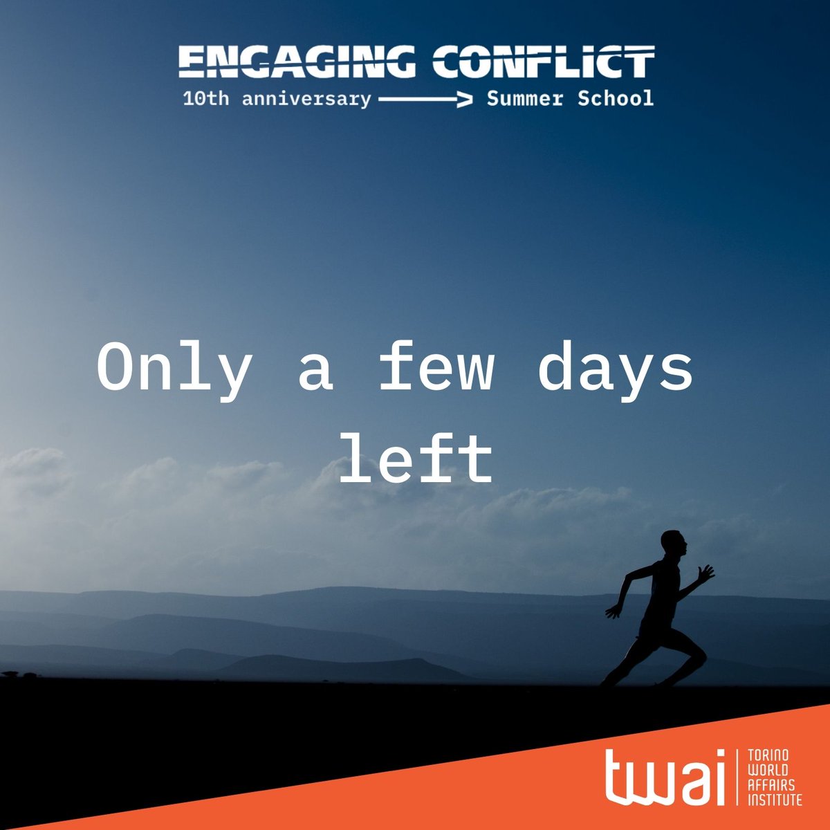 Twai_Torino's tweet photo. ⌛️ Few days left to apply for the #EngagingConflict Summer School!

Be one of the 30 participants in our 2022 edition and meet distinguished scholars and experts in the fields of conflict prevention, management and resolution.

Applications are open at: https://t.co/UYzCd4rBOW https://t.co/SSi1hMtGgq
