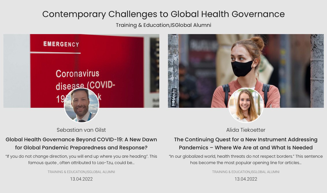 ISGLOBALorg's tweet photo. #ISGlobal-@UniBarcelona Master of #GlobalHealth students discuss global health governance beyond #COVID19:

@sebvangilst 👉A new dawn for global pandemic preparedness and response? https://t.co/2cRWMkg5Vg

Alida Tiekötter👉Where we are at &amp; what is needed: https://t.co/jhDYTU0UZS https://t.co/KfroWWqltv