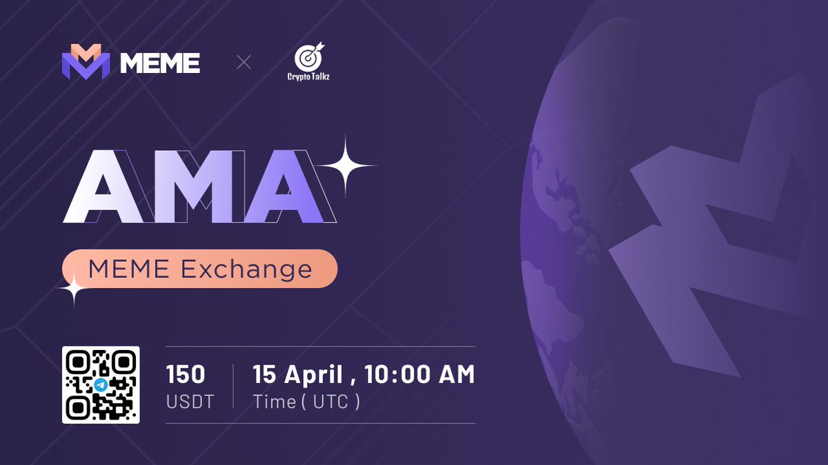 memeexchange_'s tweet photo. Crypto Talkz will host AMA with MEME Exchange on 15th April at 10:00 AM UTC

💰Rewards Pool : $150 USDT

🏠 VENUE  : https://t.co/G6BClCcnZ8

Rules:
1⃣ Follow @CryptoTalkzInfo &amp; @memedaomeme  
2⃣ Like &amp; Retweet
3⃣ Comment Questions &amp; Tag 3 Friends (max 3 questions) https://t.co/sfFxyA6H2y
