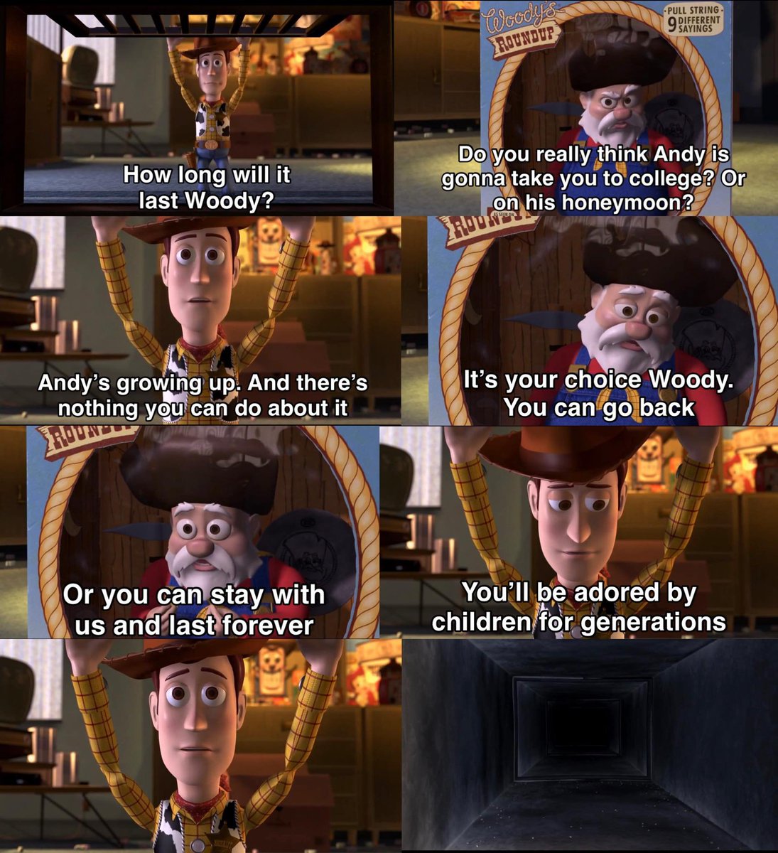 RiseFallNickBck's tweet photo. This dialogue makes Toy Story 3 hit even worse https://t.co/kzFBI2m4SY