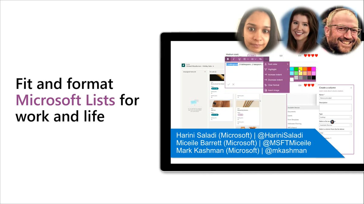 vesajuvonen's tweet photo. 🤩 Great #Microsoft365Dev demo by @HariniSaladi, @MSFTMiceile &amp; @mkashman on Fit and format #MicrosoftLists for work and life

✔ What’s new?
✔ Capabilities include visualizing data, improved list editors, and more
✔ New  list templates 

Watch 📺 → https://t.co/Jplqh4TpSf https://t.co/IKZVAJwrjK