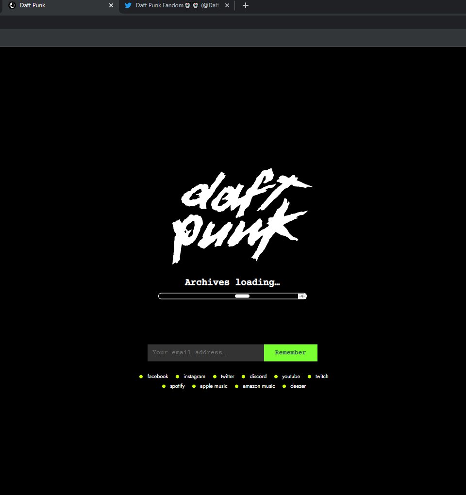 seb_daftian's tweet photo. Daft Punk website updated with "archives loading" bar!
#daftpunk https://t.co/27lIbTAGk2