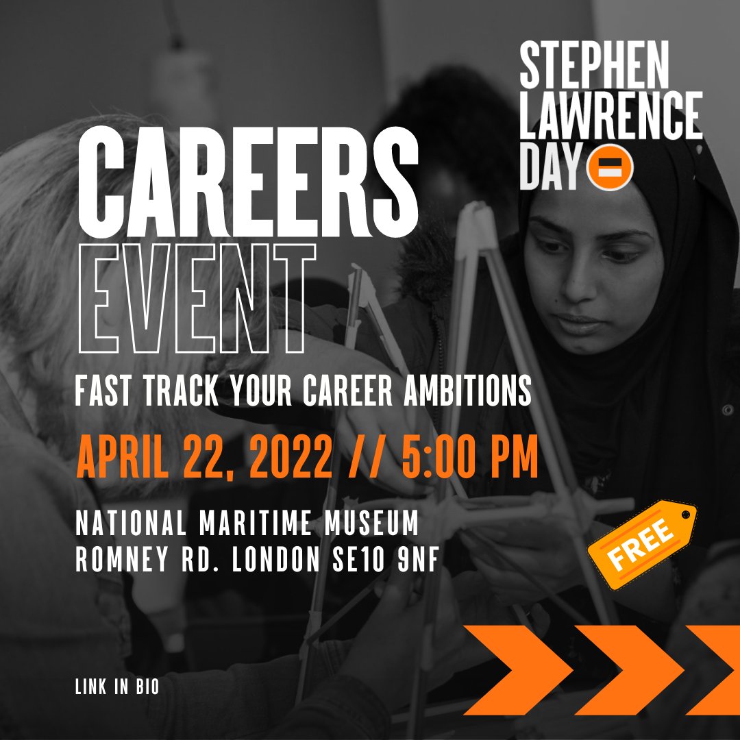 Are you nearing the end of your time at school? 🤔
Join us at the SLDF Careers event to hear from inspiring professionals on how to start and navigate your career towards a successful future

eventbrite.co.uk/e/stephen-lawr… 

#SLDay22 
#StephenLawrenceDay 
#ALegacyOfChange