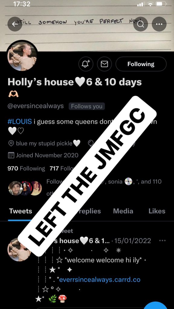 justiceformoobs's tweet photo. Holly isn’t in the jmfgc at the moment

Gone but Never Forgotten @eversincealways https://t.co/Smrp1YZDbD