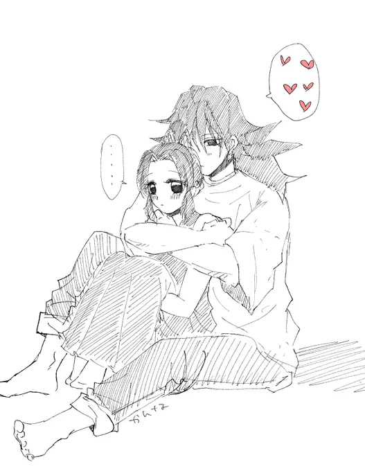 ぎゆしのrkgk 最近この構図ばっかり描いてる…