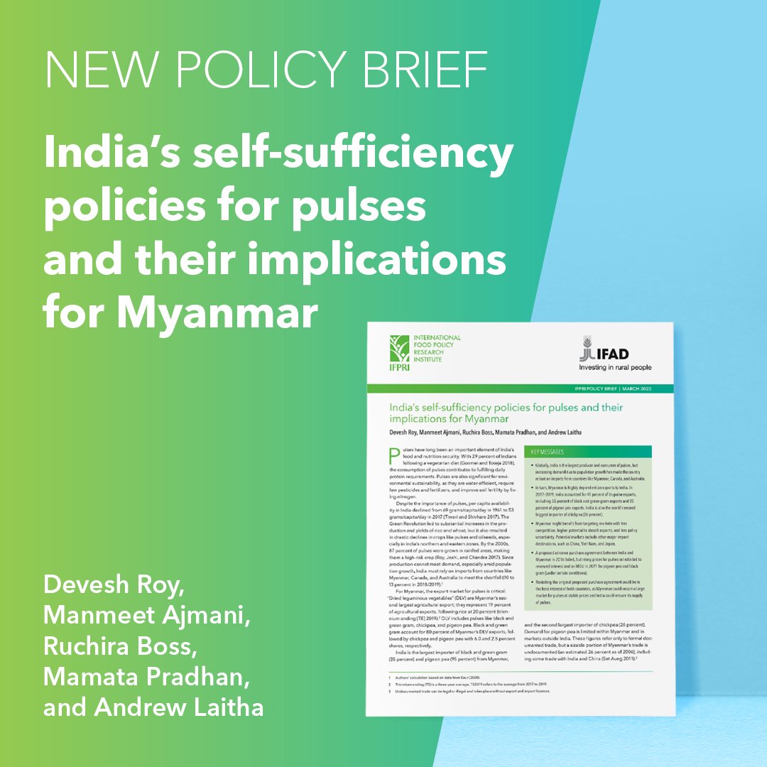 IFADAsia's tweet photo. #NowReading

Despite being the 🌎's largest producer of #pulses, 🇮🇳 has to rely on imports from #Myanmar &amp; elsewhere.

A new policy brief  @IFAD &amp; @IFPRISAO examines #India's pulse consumption, production &amp; trade policies.

Read it here 👉 https://t.co/hJVgtCelpP
@A4NH_CGIAR https://t.co/fkEun5VqvT