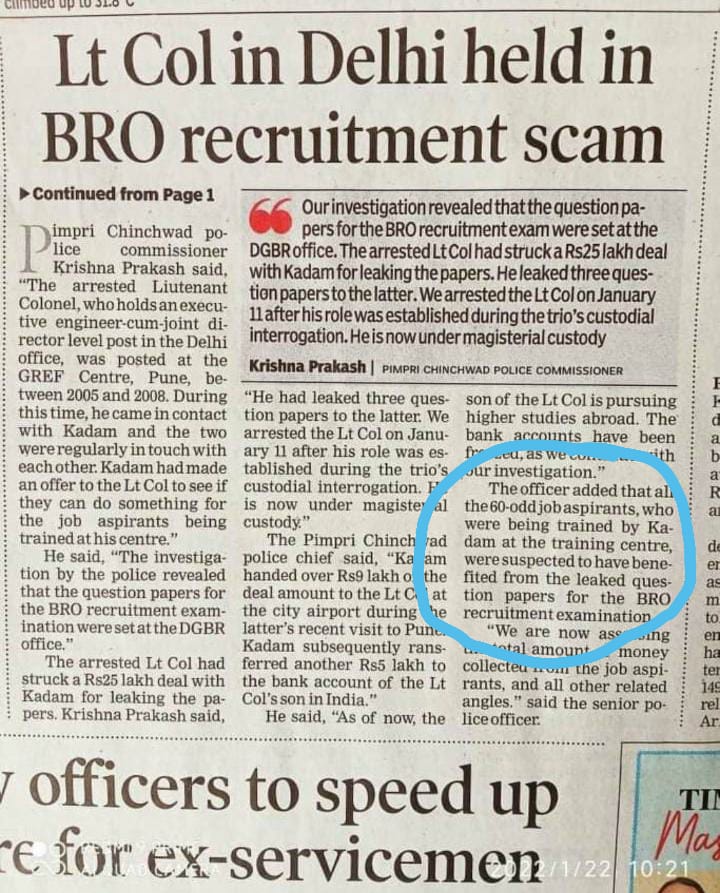 Virendr73401099's tweet photo. We want to revised merit list.
Jab scam wale sare ladke pakad liye gye hai to bharti cancel kyo ki gyi
@BROindia
@PMOIndia
@rajnathsingh @indianarmy
@News18India 
@ZeeNews 
@ABPNews 
@DDNewslive 
@BBCHindi 
@CNNnews18 https://t.co/L6v1gtkB1a
