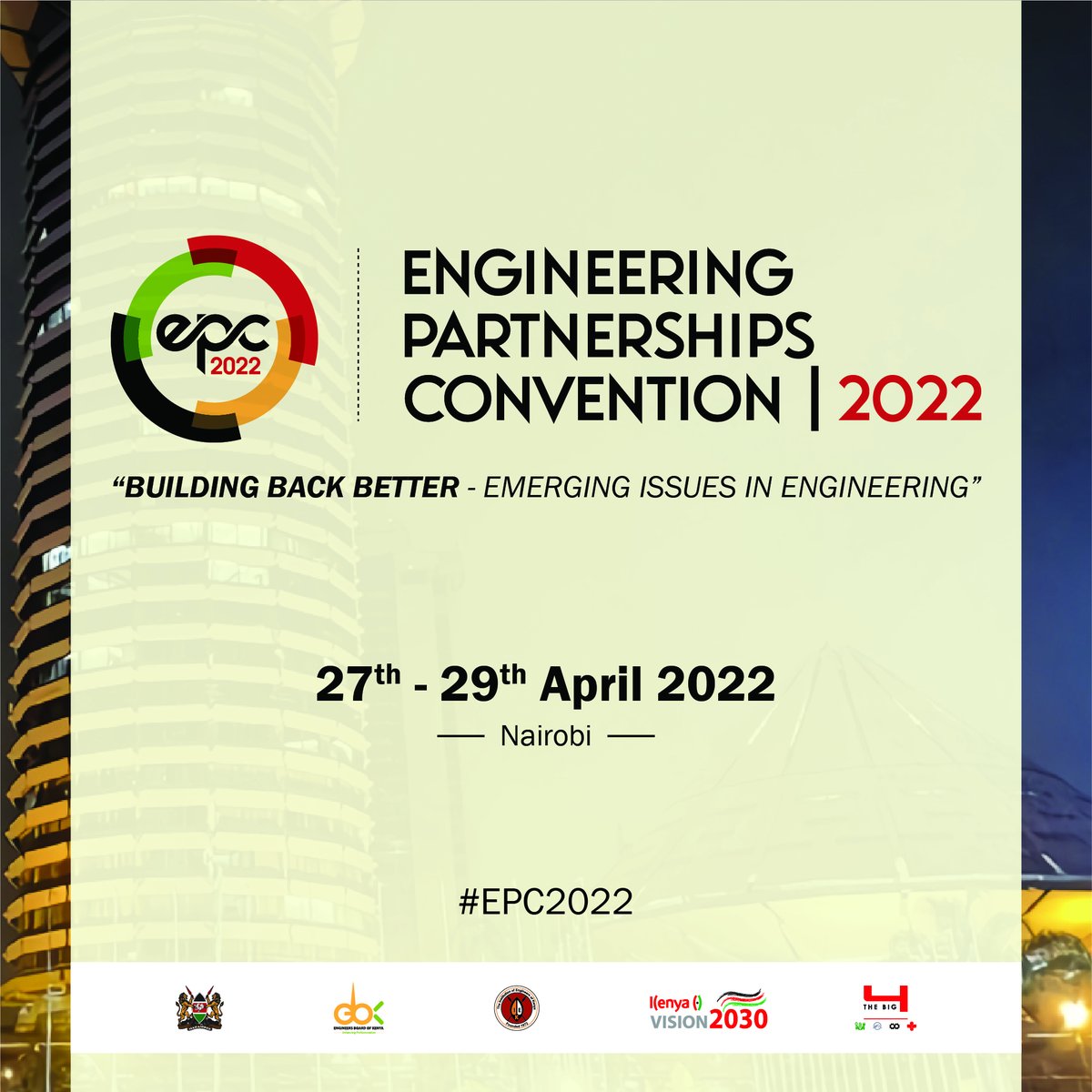 Engineers Board of Kenya (@engineersboard) on Twitter photo You can now register for the Engineering Partnerships Convention
Join #EPC2022 by using this link: events.ebk.go.ke/epc2022
@InfastructureKe <a href="/TheIEK/">The Institution of Engineers of Kenya</a> <a href="/Eng_MaggieOgai/">Eng. Margaret Ogai</a> You can now register for the Engineering Partnerships Convention
Join #EPC2022 by using this link: events.ebk.go.ke/epc2022
@InfastructureKe <a href="/TheIEK/">The Institution of Engineers of Kenya</a> <a href="/Eng_MaggieOgai/">Eng. Margaret Ogai</a>