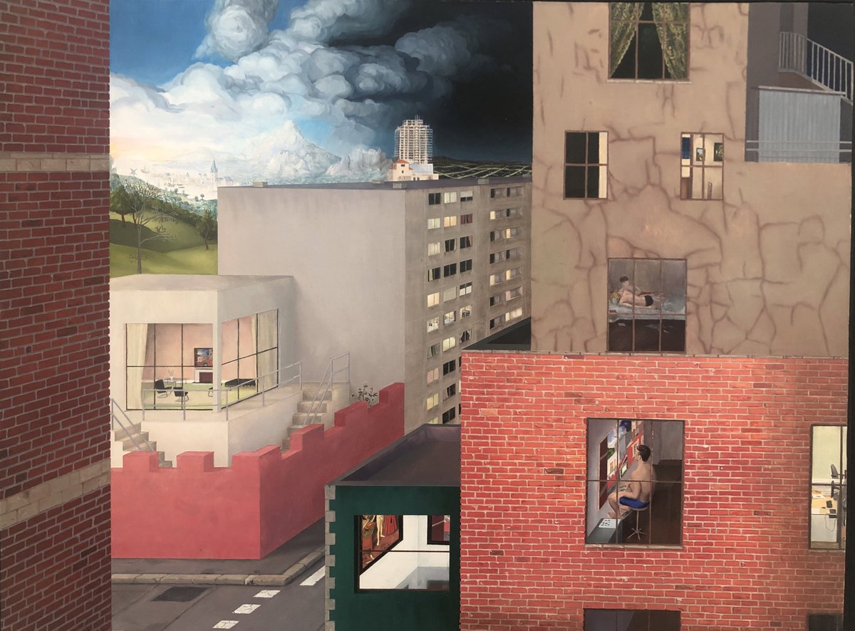 LiaCamel92's tweet photo. «Alfred Stefaneschi de Bles»2017 #JeanClaracq dit ici magistralement la solitude en milieu urbain à l’ère du numérique avec un souci des détails et un arrière plan très «Renaissance» Vu @beauxartsparis, formidable expo #WePaint @FondsBredinPrat @GarconsOfficiel @SamuelMartin75 https://t.co/H6qyfX7aM2