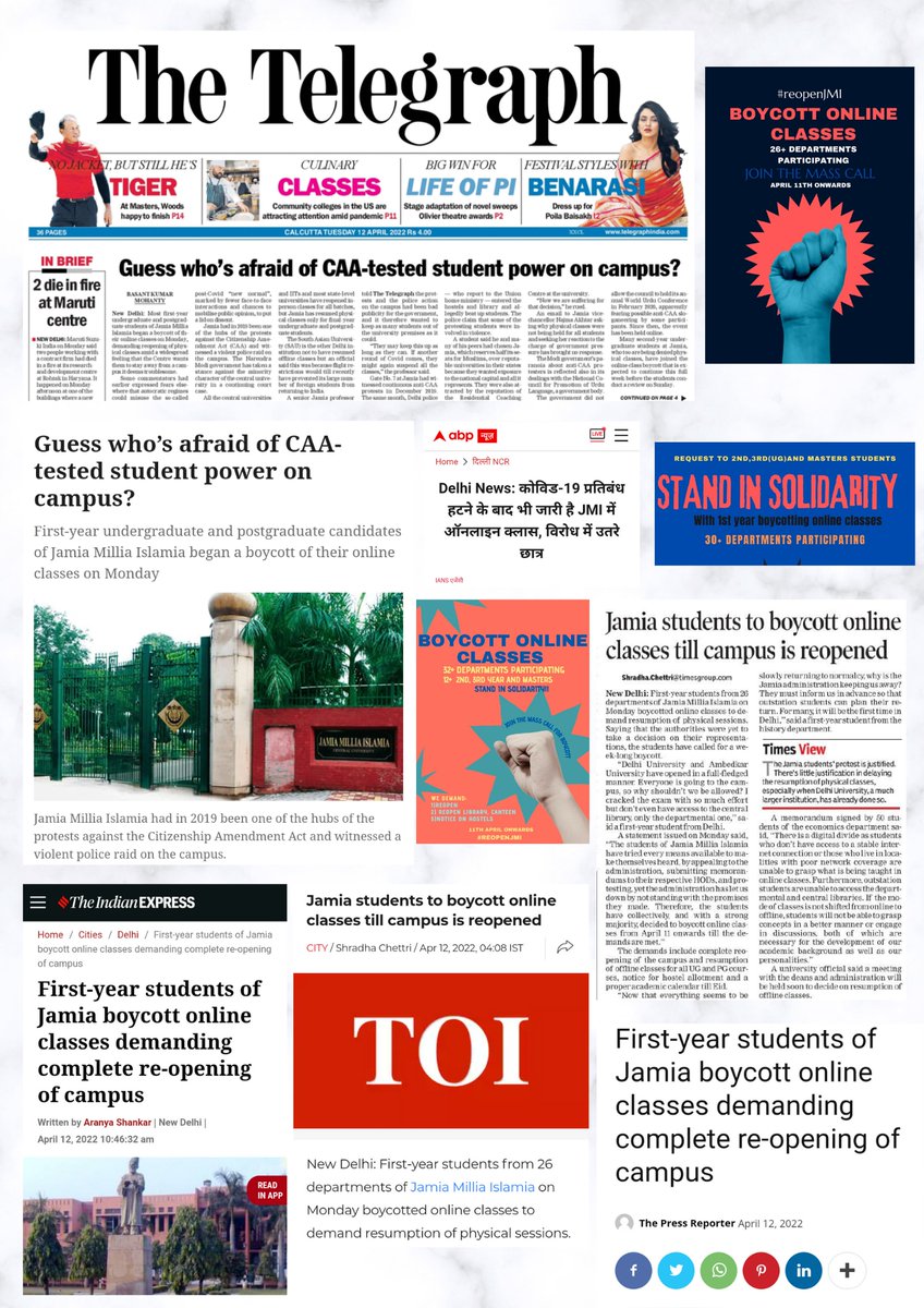 saifi_aligarian's tweet photo. immense media attention was captured by our online classes boycott and yet we have no answers from the administration! we need answers! @jmiu_official @JamiaJta @ndtv @timesofindia @IndianExpress @CNNnews18 @ABPNews #reopenjamiacampus https://t.co/CPlNSYAWe2