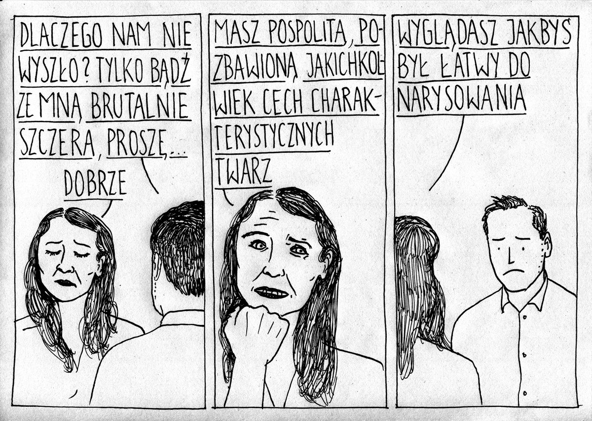 SmutneHistorie's tweet image. to komiks na podstawie filmiku z netu, z najzabawniejszym pociskiem w puencie, jaki słyszałem od dawna. do tej pory nie wiem, która wersja lepsza. pozdro! #satyra #randka #dullface #brutalnaprawda
