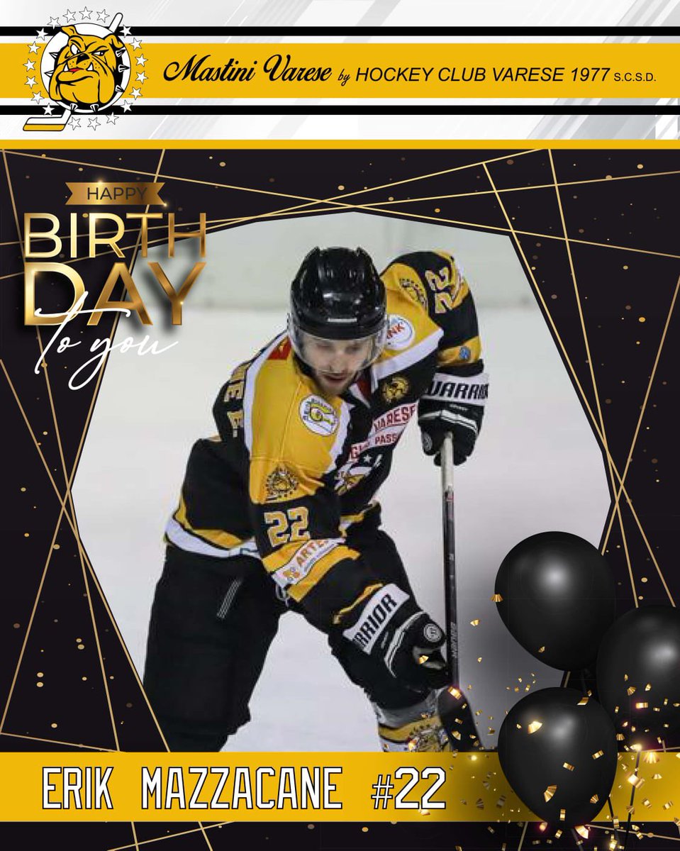 Tanti auguri di buon compleanno al nostro difensore mastino #22 Erik Steve Mazzacane!⚫️🟡🤩🎉🏒

#mastini #varese #hockey