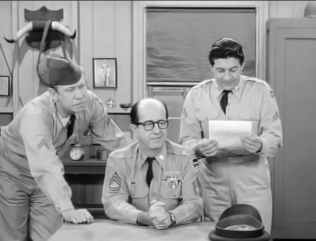 Mikeslikes2's tweet photo. Phil Silvers Show S4E10 Bilko &amp; the Chaplain. Bilko’s gets a weekend in San Francisco. Col. Hall has the Chaplain go along so Bilko behaves. Chaplain can’t talk a realtor out of turning a Children’s Center into a parking lot. He goes to Bilko for help just as Bilko’s date arrives https://t.co/0VWIQbH01l