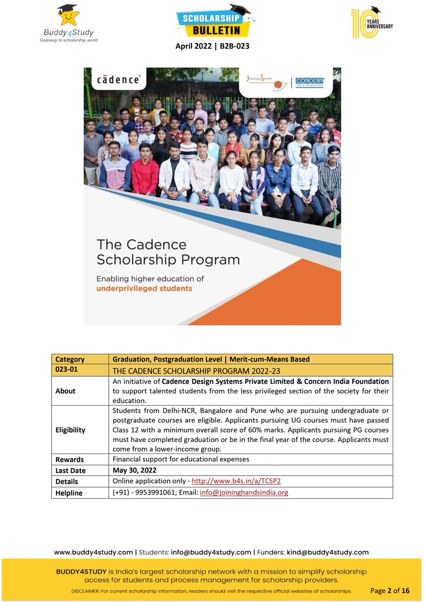 Buddy4Study's tweet image. Buddy4Study Bulletin (April&apos;22 edition) with 22 current and curated scholarship information (eligibility, awards, application, deadline, website link)
Download PDF: b4s.in/a/apr22
#scholarshipopportunities
#scholarship