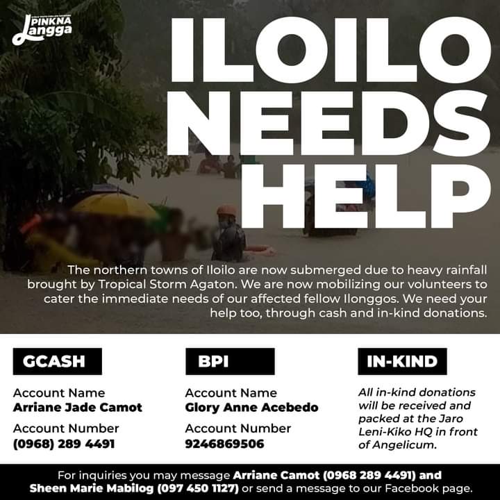 leeyahnaur's tweet image. ❗❗❗

donation drive by @PinkNaLangga

please spare 3 secs of your time to rt/like/share. 

#AgatonPH 
#IloiloNeedsHelp