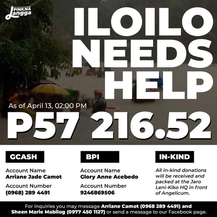 leeyahnaur's tweet image. ❗❗❗

donation drive by @PinkNaLangga

please spare 3 secs of your time to rt/like/share. 

#AgatonPH 
#IloiloNeedsHelp