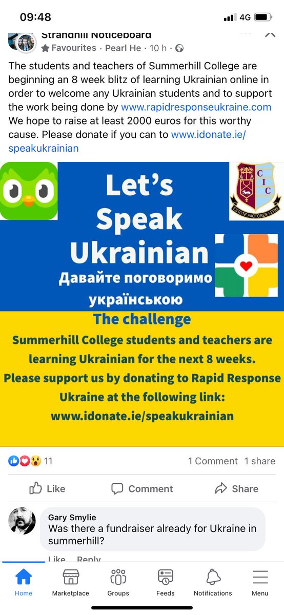 At <a href="/cicsummerhill/">Summerhill College</a> we are not letting the holidays curb our learning. Last week's winners of Let's Speak Ukrainian:
Junior: Jakub Wodz 3027XP
Senior: Simon Jarzebski 1466XP
Teachers: Fr. Cryan 2267XP / Mr. A. Moore 1444XP
Sponsor this good cause idonate.ie/speakukrainian