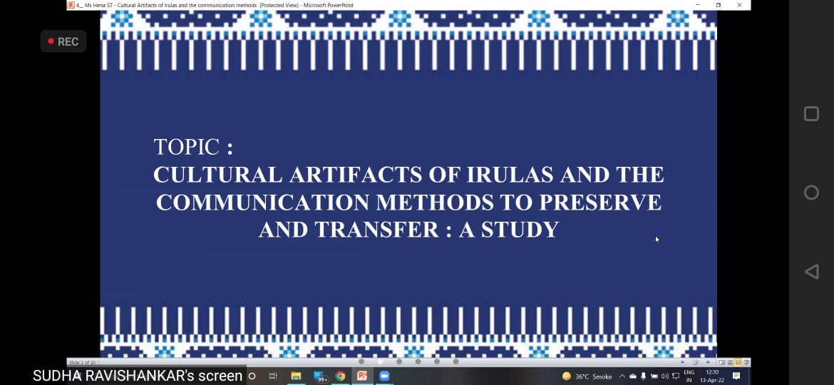 kccmediasummit's tweet photo. Day 2:
Session 2
Paper 6: Cultural artifacts of Irulas and the communication
methods to preserve and transfer.
Presenter:. Ms. Hena. S. T, Student, PSG College, Coimbatore
#TrinityOfTomorrow
#KCCMediaSummit2022
#research
#irula
#culture https://t.co/FLyXqPapO0
