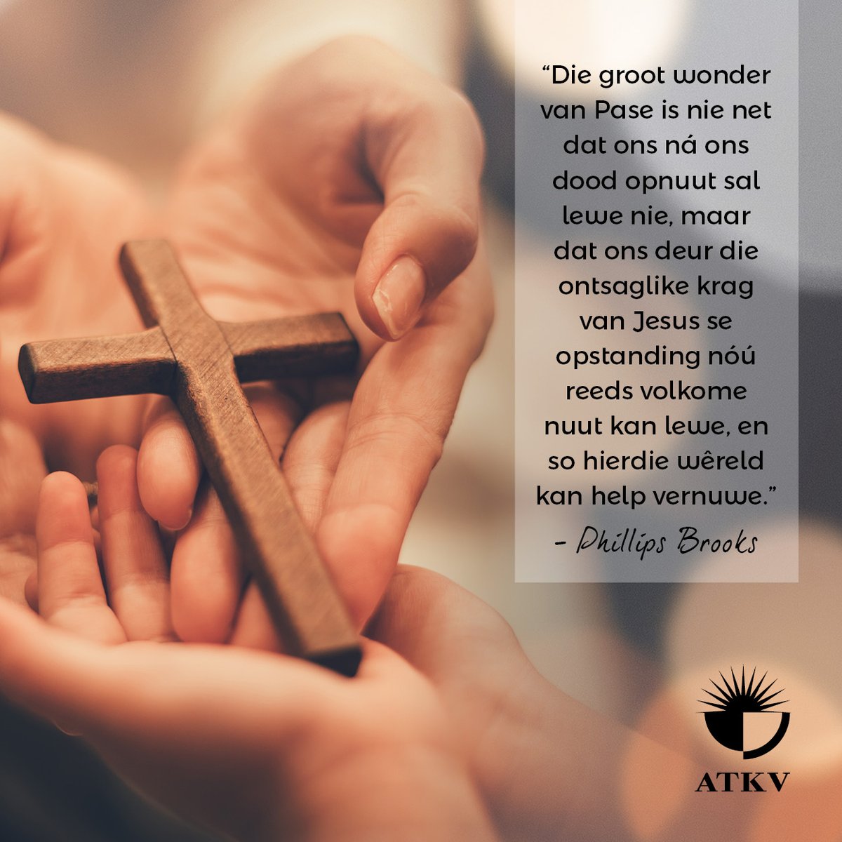 "Die groot wonder van Pase is nie net dat ons ná ons dood opnuut sal lewe nie, maar dat ons deur die ontsaglike krag van Jesus se opstanding nóú reeds volkome nuut kan lewe, en so hierdie wêreld kan help vernuwe." - Phillips Brooks
Geseënde Paasfees.
#Afrikaans