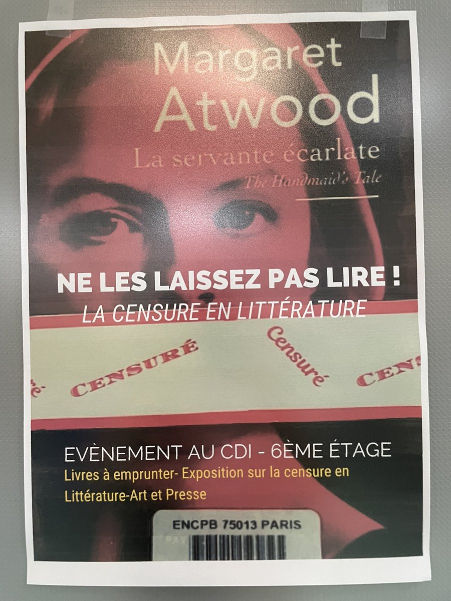CdiEncpb's tweet photo. ⛔️ 📚« Ne les laissez pas lire »: exposition autour de la #censure en #litterature  au #CDI 
Des livres à emprunter , une expo !
@DocsParis @EducARTEfr https://t.co/3Zr5u1mbFC