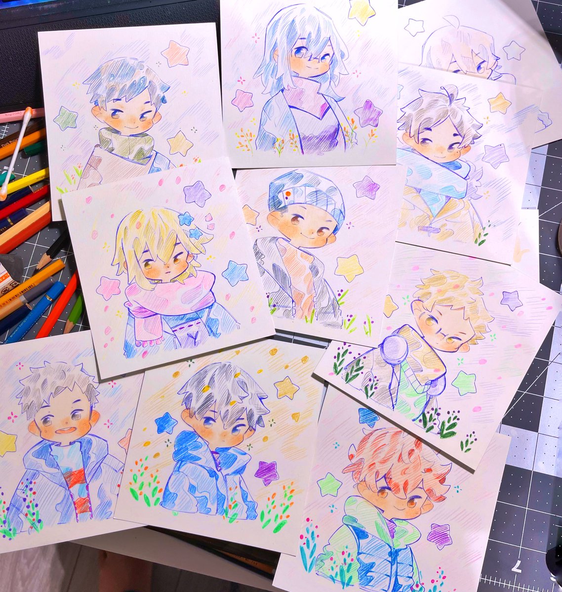 Coloured a bunch of sketches today!!! 