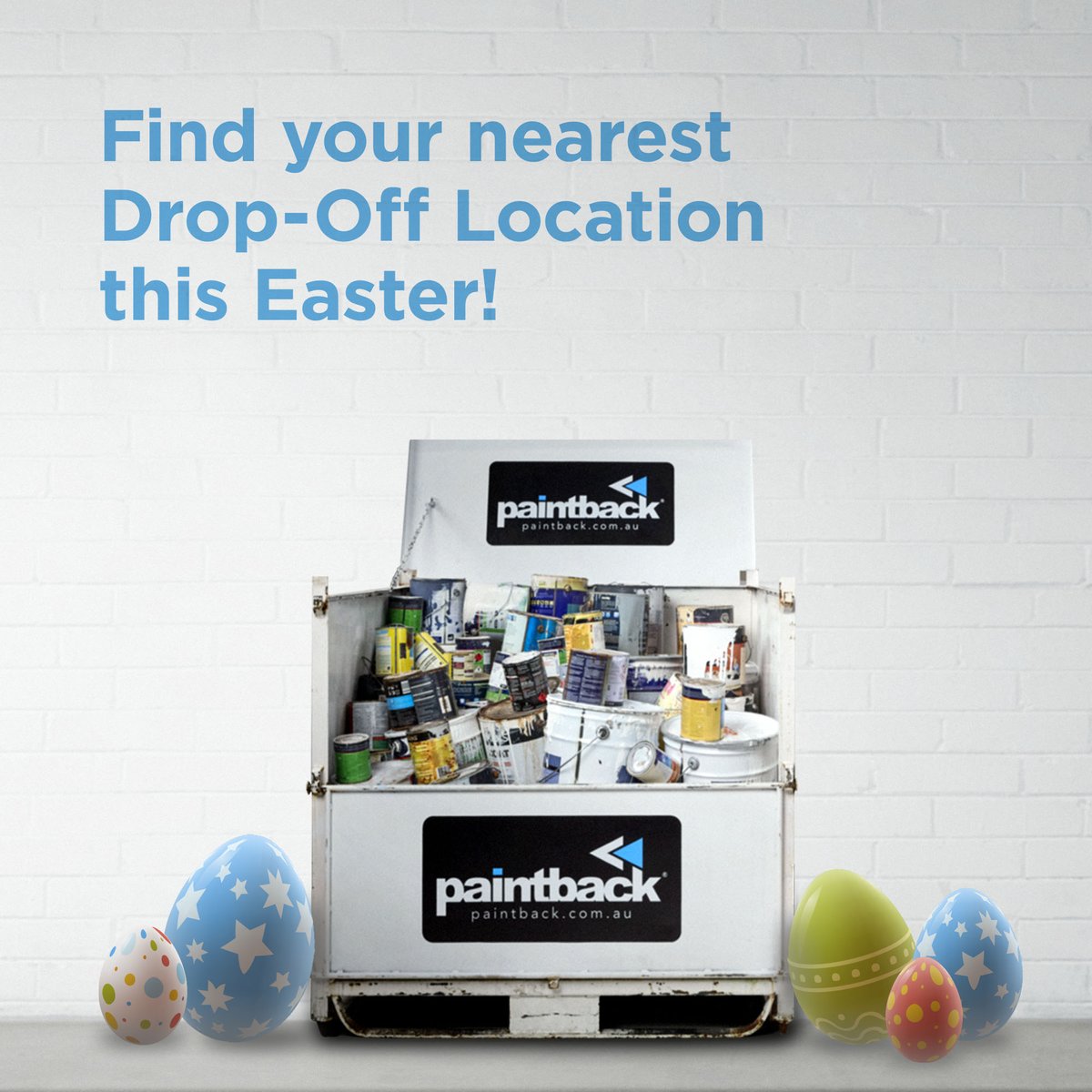 The long weekend is just a few days away! Load up the car with all those empty paint cans and left-over paint and drop them off at Paintback. Find your nearest Paintback location via our location finder here bit.ly/3qTZZAS. Then enjoy a chocolate egg, or two!