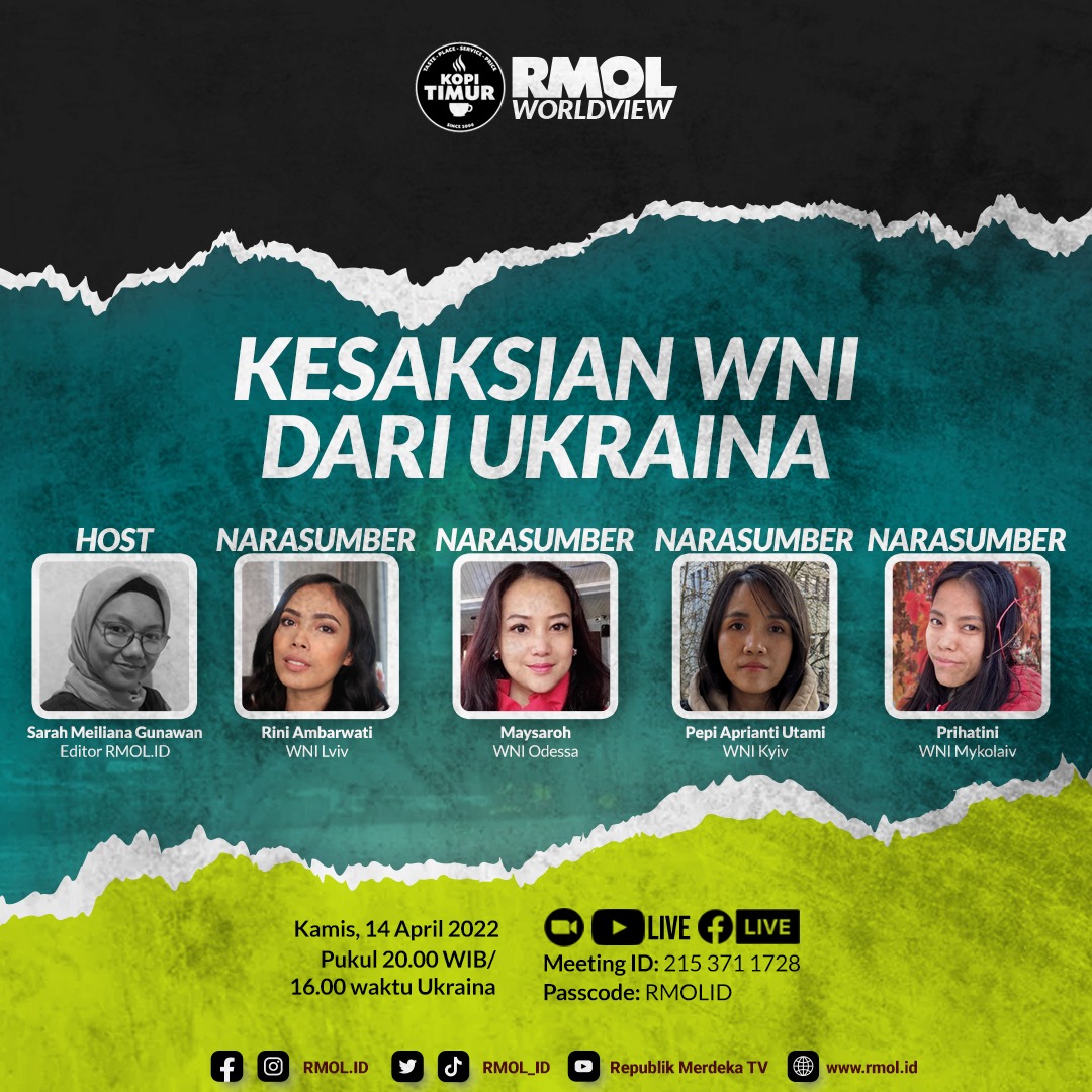 UKRinIDN's tweet photo. Perang di Ukraina telah berlangsung selama lebih dari 1,5 bulan dengan situasi yang masih terus bergejolak.  "Kesaksian WNI dari Ukraina". 

Bersama:
1. Rini Ambarwati - WNI di Lviv
2. Maysaroh - WNI di Odessa
3. Pepi Aprianti Utami - WNI di Kyiv
4. Prihatini - WNI Mykolaiv https://t.co/gP6hRVNyPT