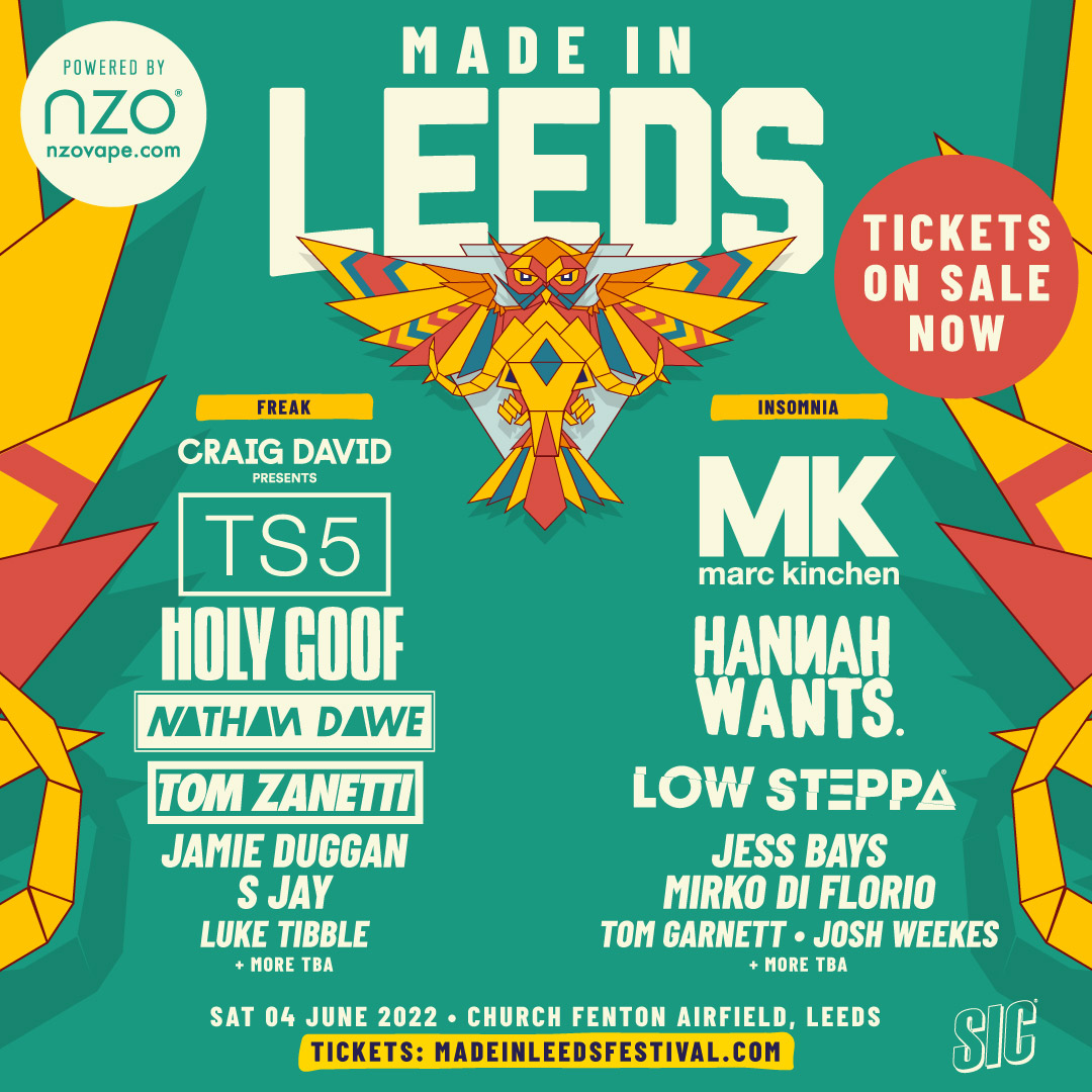 Summer 2022 ☀️⌛

Made In Leeds Festival RETURNS...

With a huge host of acts including Craig David Presents TS5, MK, Holy Goof, Hannah Wants, Tom Zanetti, Low Steppa &amp; many more! 

Tickets available now at madeinleedsfestival.com 

#MadeInLeeds