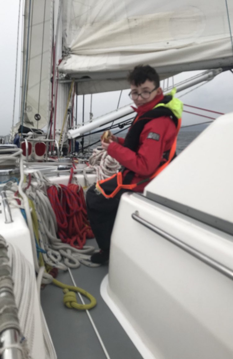 mummyto21's tweet photo. @StAntsPrimary7 @StAnthonysSAPS @MrsMcBurnieHT 
What an amazing week my boy is having on board the 72ft Alba Explorer! He’s on this adventure with Boys Brigade and loving it ❤️here he is on deck in the snake pit enjoying a pie after steering the yacht. I am so proud of him ❤️ https://t.co/zBuGF7p5sS