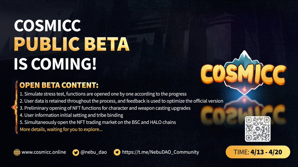 cosmicc_gamefi's tweet photo. 🌌 #COSMICC Public Beta is Coming! 🔥

▶️ More details are waiting for you to explore! Stay tuned!

👉 https://t.co/zOl3BRLtrp

#NebuDAO #Metaverse #GameFi #P2E https://t.co/R0zImeKjt2