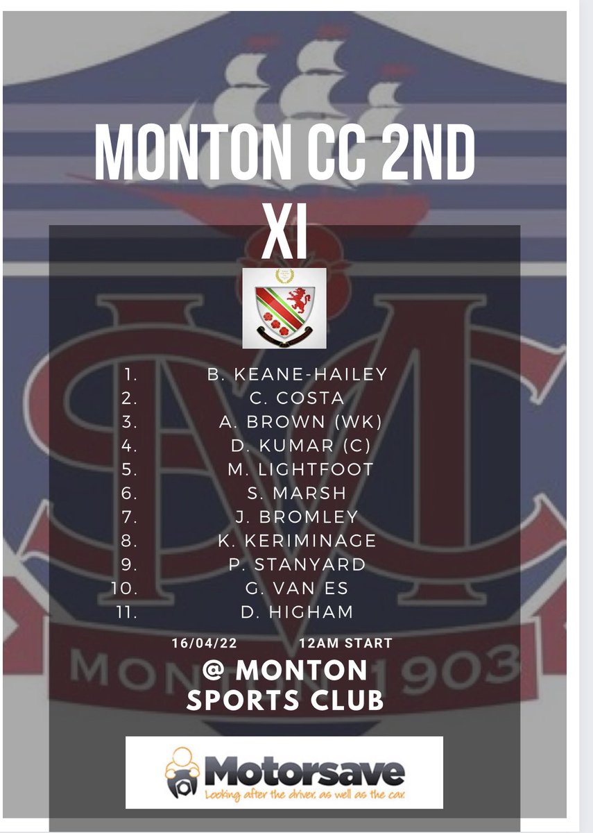 MontonCC's tweet photo. Our @MotorsaveLtd line ups for our last preseason game of 2022 v @UrmstonCC (1st XI away, 2nd XI at home). Please note the earlier start time for the 1st XI. #preseason2022 https://t.co/nNokuMPHMu