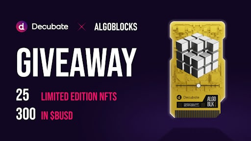 whitelistproje's tweet photo. 📢Decubate x Algoblocks

✍️İnceleme: https://t.co/N40wDFMrUd

♦️25 kişiye 25 adet sınırlı sayıda AlgoBlocks NFT'si ve 300 BUSD ödül havuzu paylaştırılacak.

🎁Airdrop linki: https://t.co/ZCK4847Dag

#Decubate #Algoblocks #airdrop #whitelist #giveaway #crypto #gleam #playtoearn https://t.co/WOHJzmqMj2
