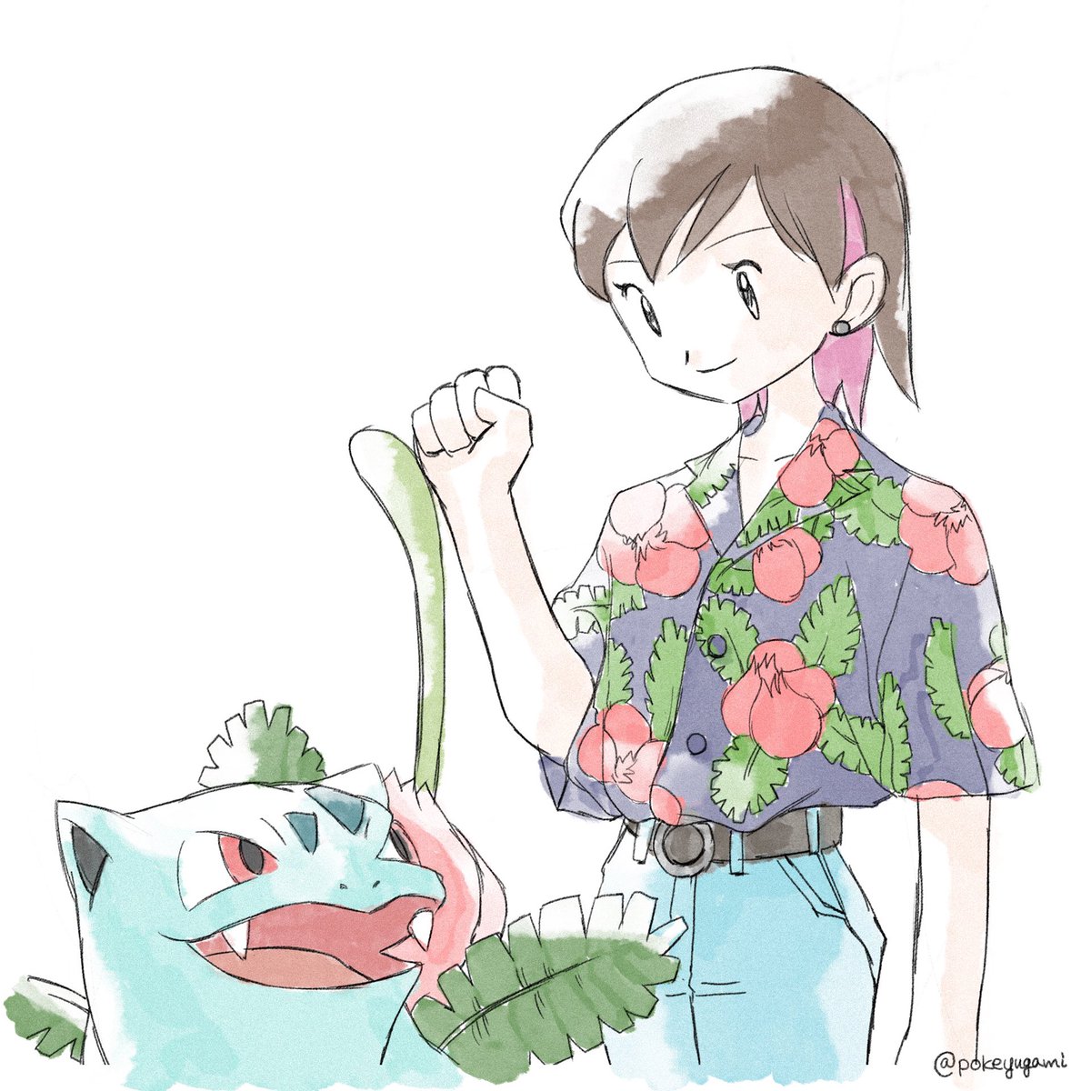 「ポケモンの花柄シリーズ①
フシギソウ
#pokemon 」|時空の歪み研究員のイラスト