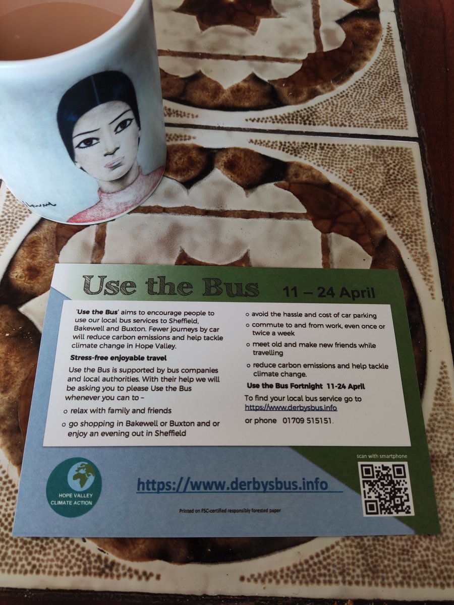 HopeClimate's tweet image. Settling in with a cup of tea and my #usethebus postcard. Has yours dropped through your letterbox yet? This April, we're asking as many people as possible to try the bus.