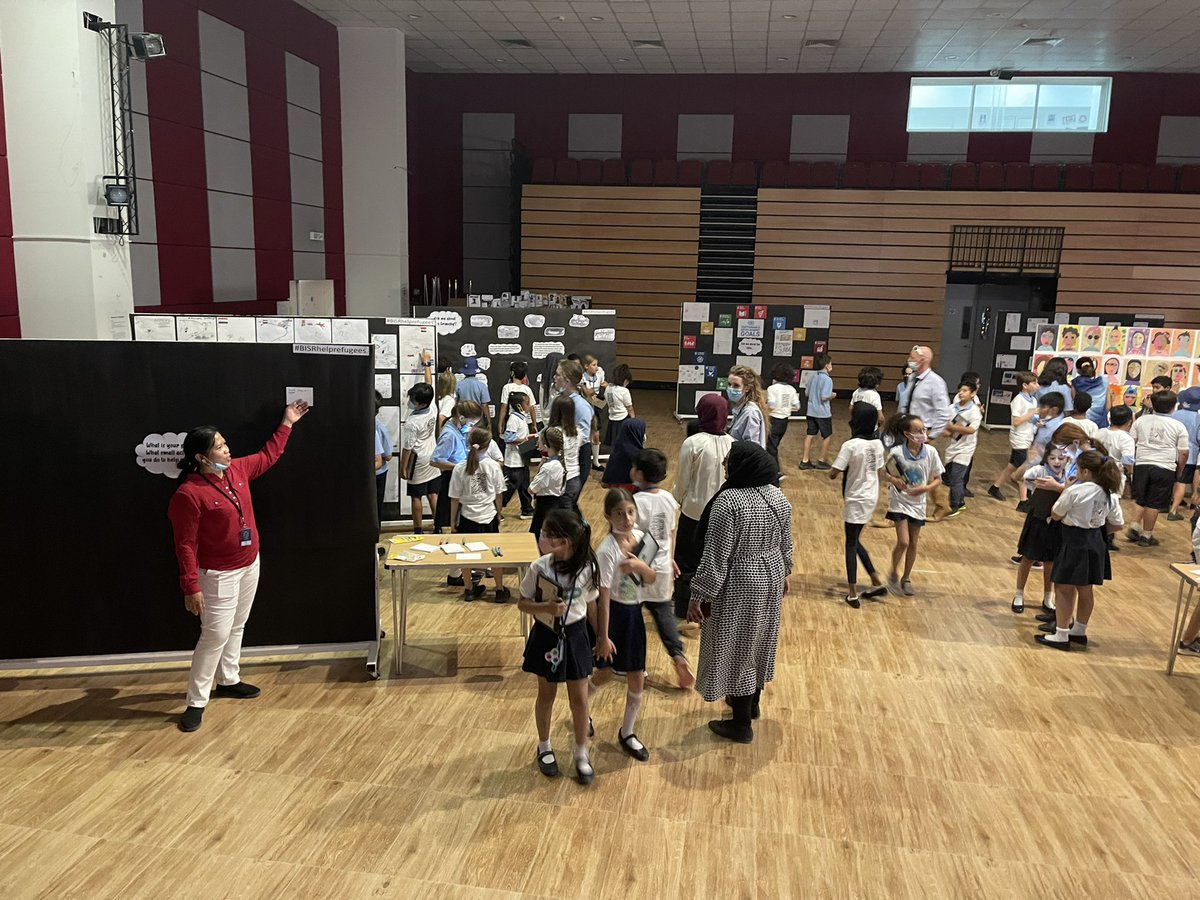 BISRYearFour's tweet photo. Today we have our #BISRY4 Refugee Exhibition showcasing what we have been learning over the past 8 weeks! We are showing round our Y6 pupils at the moment and can’t wait to welcome parents later on! #BISRhelprefugees @BISRPrincipal https://t.co/4T9KW5DOlr