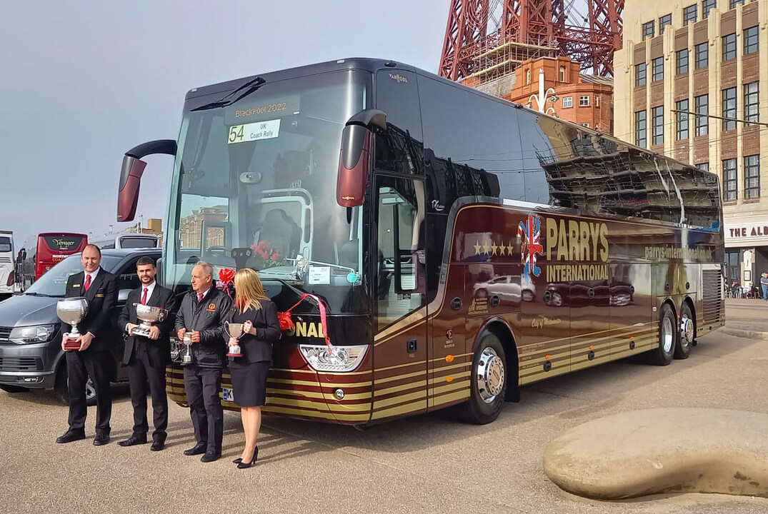 vanhool's tweet photo. Congratulations to @ParrysTours for winning UK COACH OF THE YEAR 2022 (as well as 5 other awards) with their mega-luxurious Van Hool TX17 Astron. Well deserved! 🏆 #UKCoachoftheYear2022 #VanHoolTX #teamvanhool https://t.co/25MEAbqFKW