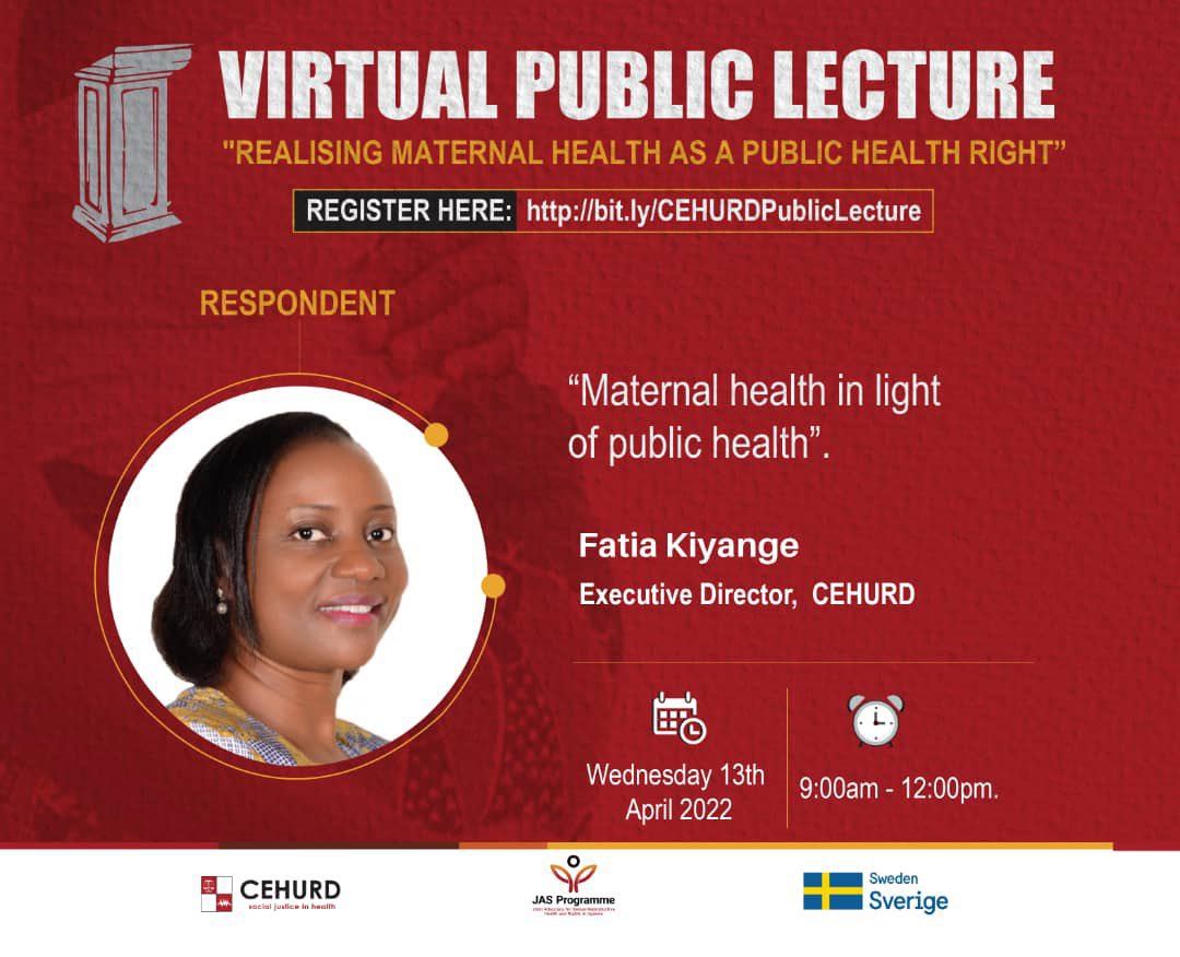 “We cannot down play education when it comes to maternal health,are women educated enough about maternal health issues?? “ 

Fatia Kiyange,ED @cehurduganda 
#CEHURDPublicLecture2022 
#Petition16 
#JASProgramme
